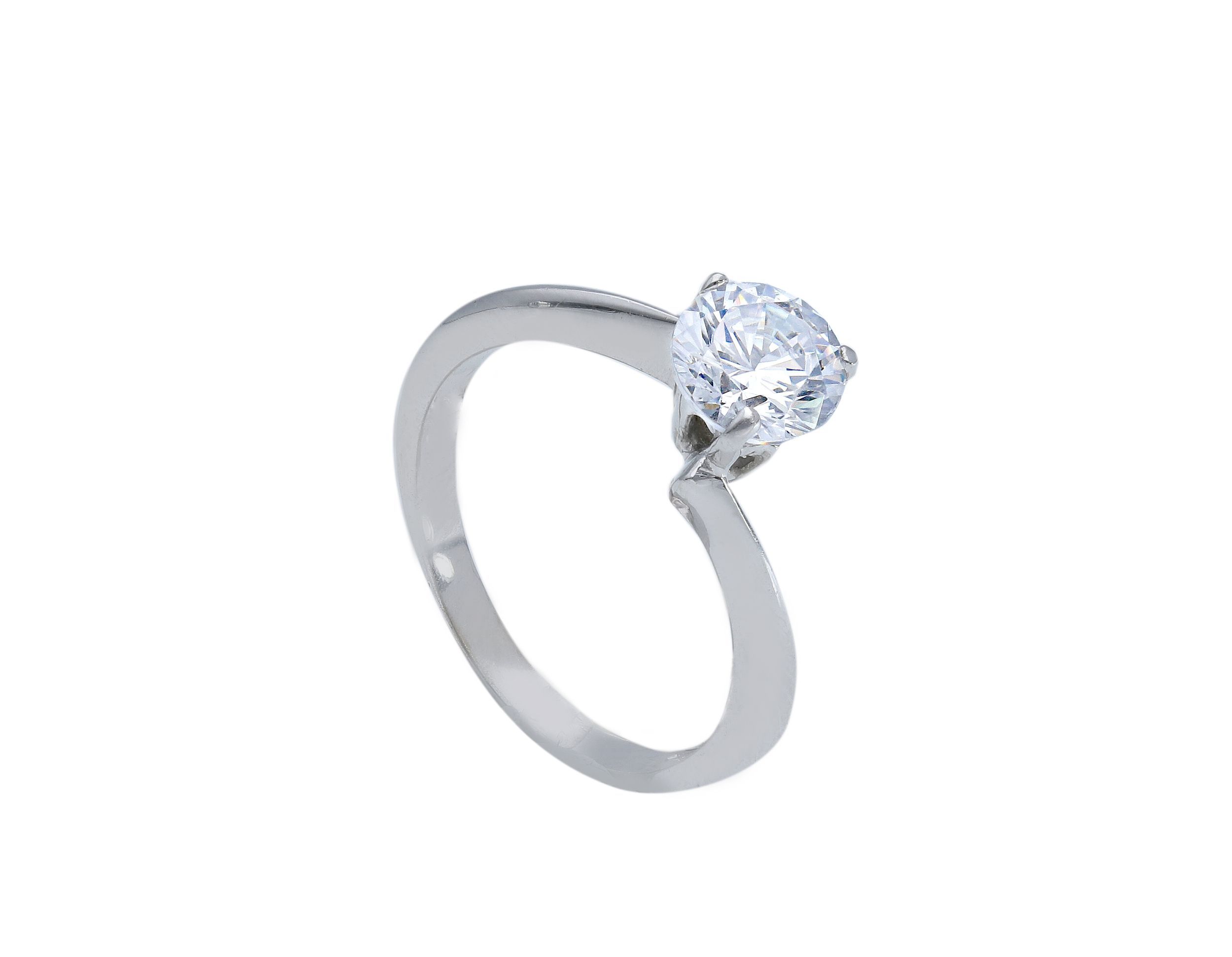 Single stone k9 white gold ring with zirkon (S162153)
